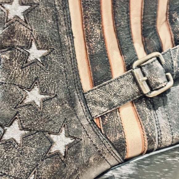 DAN POST Star Struck Patriotic Cowboy Boot Sz 9 4th July Snip Toe Distressed Lea - Picture 9 of 11